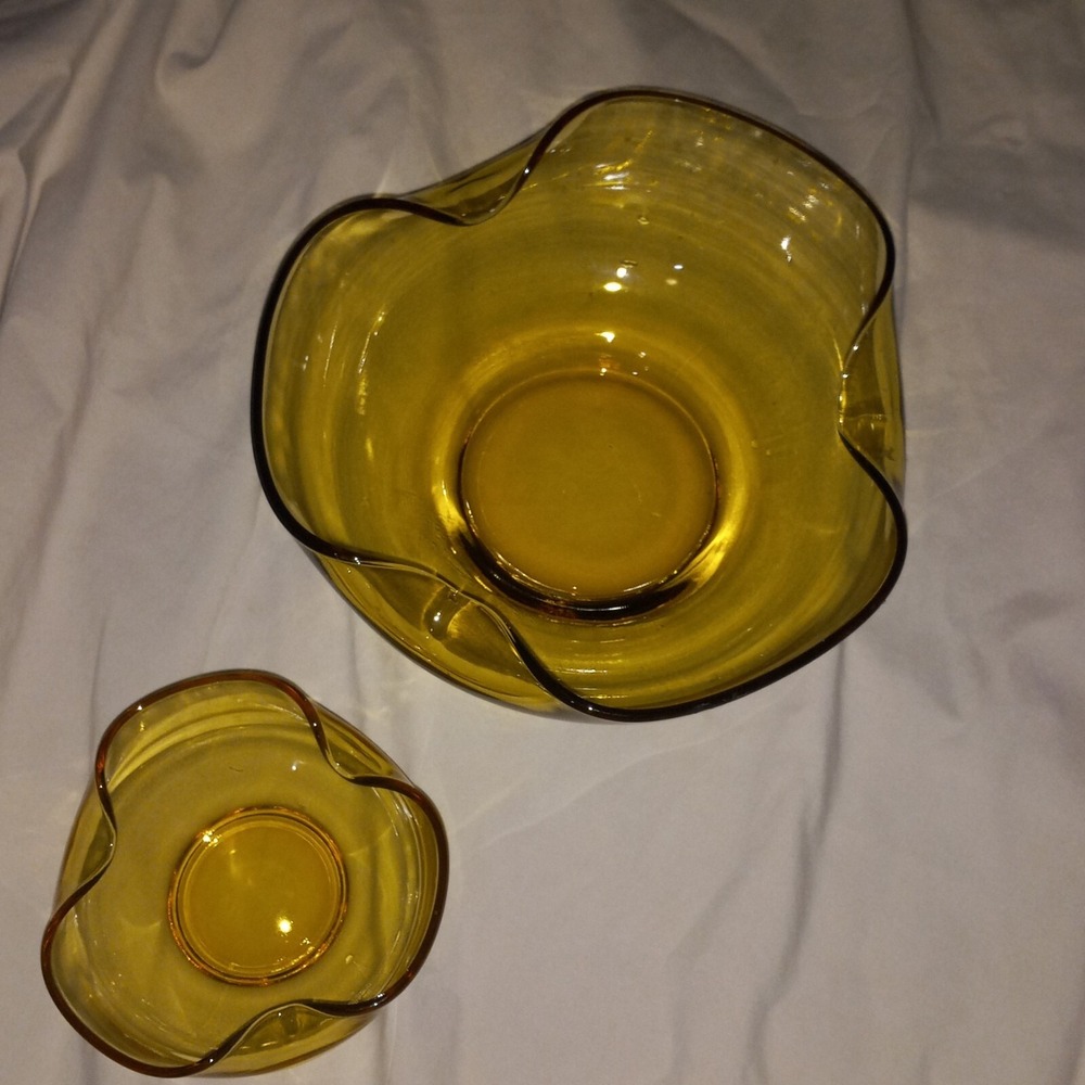 Vintage Anchor Hocking Amber Chip & Salsa‎ Bowls